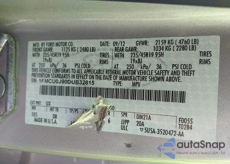 2013 Ford Escape Titanium from USA, damaged, VIN 1FMCU0J90DUB32815